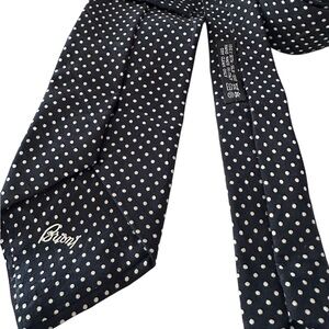 Brioni Black “Seven Folds” Polka-Dot Men's Silk Necktie *Made in Italy*
